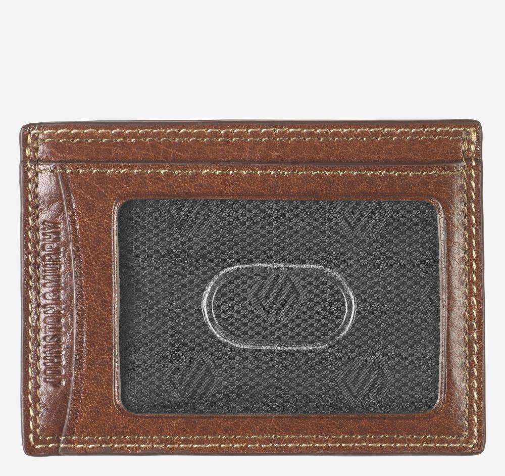 Johnston & Murphy Double Contrast Stitch Weekender Card Wallet Tan