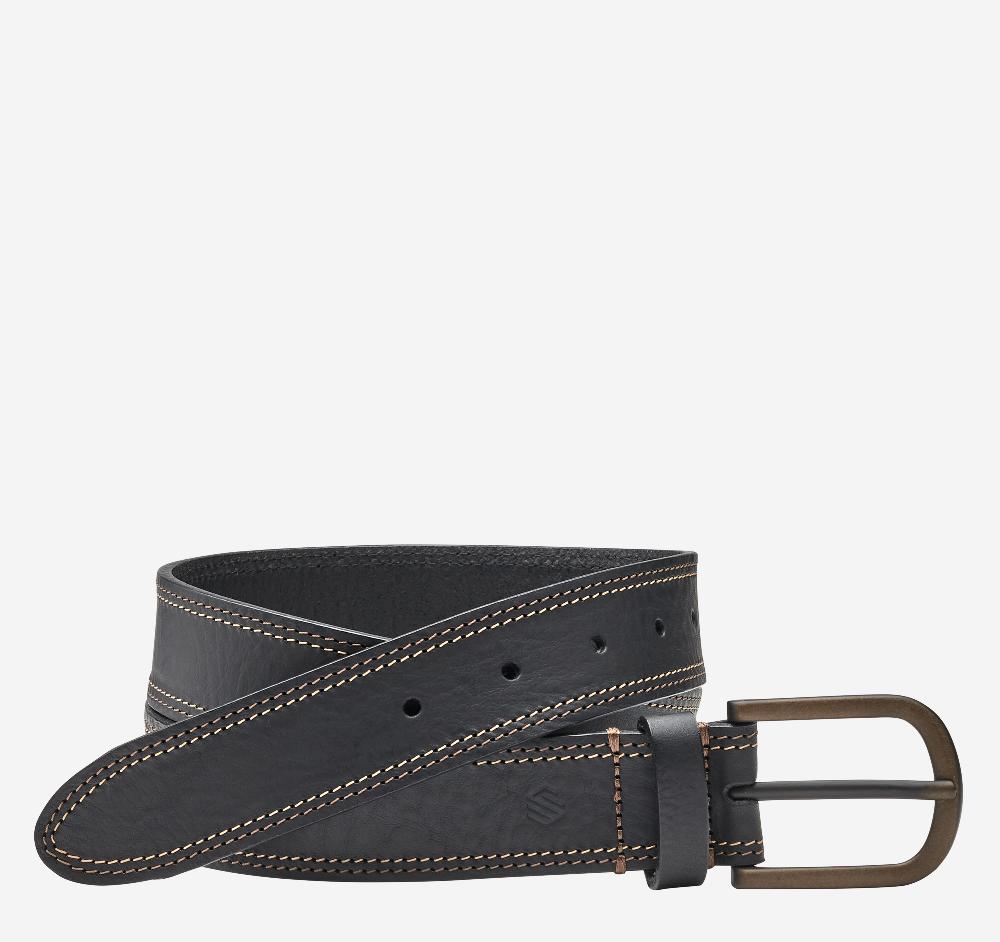 johnston & murphy Double Contrast Stitched Belt Black