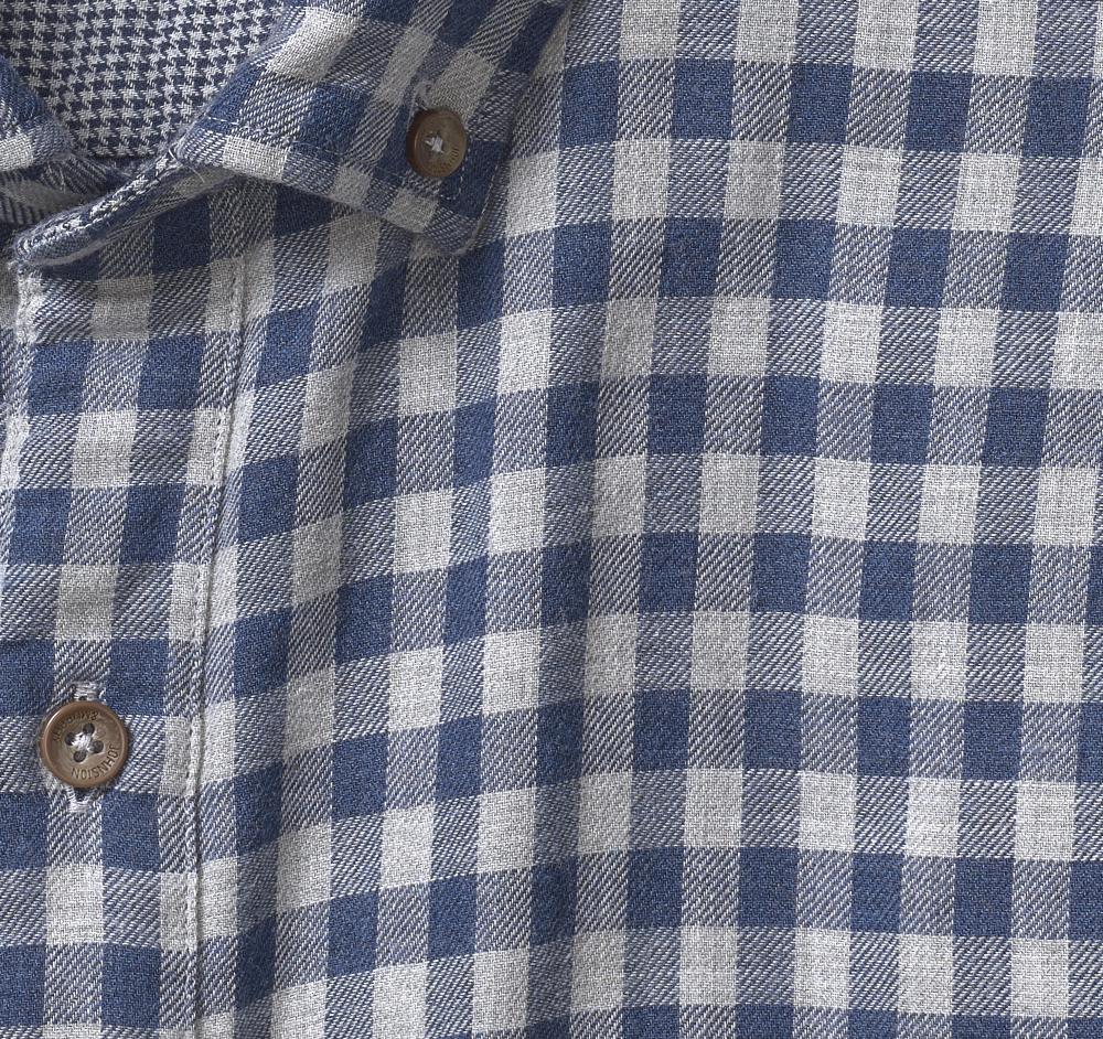 Johnston & Murphy Double-Layer Long-Sleeve Shirt Navy Gingham
