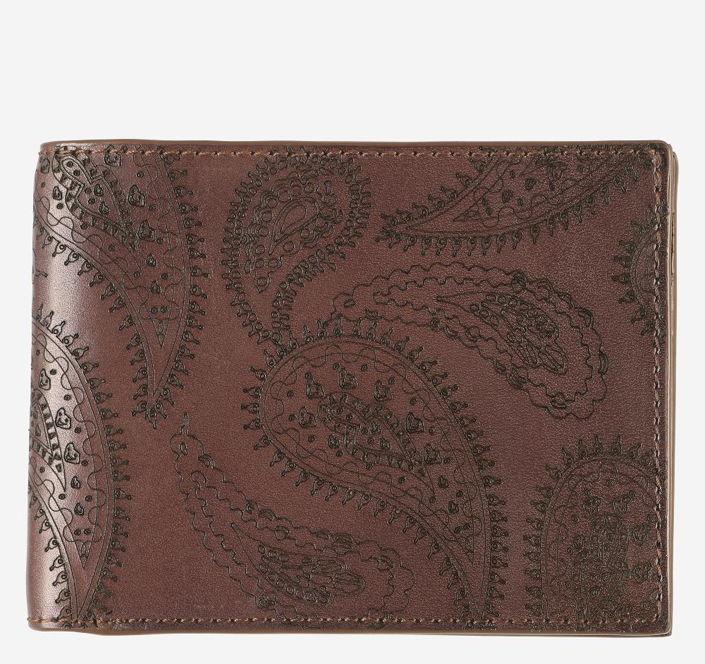 Johnston & Murphy Dress Paisley Billfold Wallet Mahogany