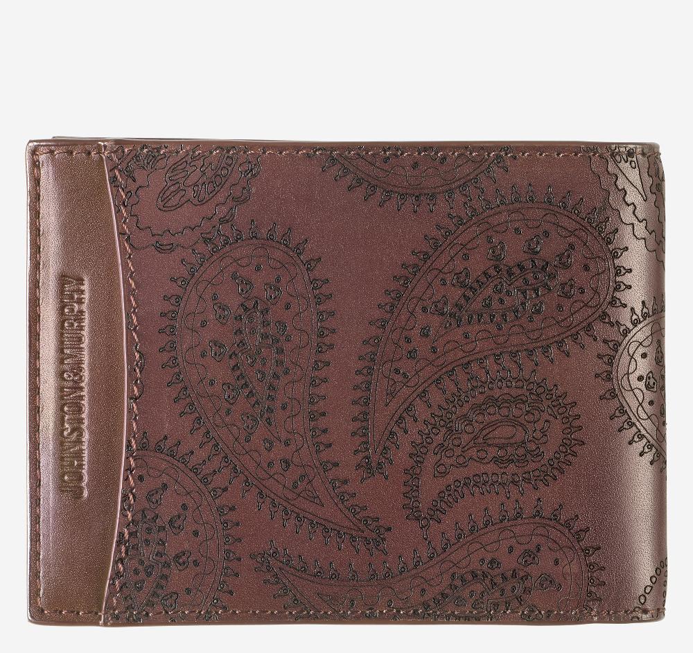 Johnston & Murphy Dress Paisley Billfold Wallet Mahogany