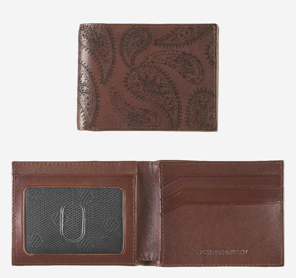 johnston & murphy Dress Paisley Billfold Wallet Mahogany