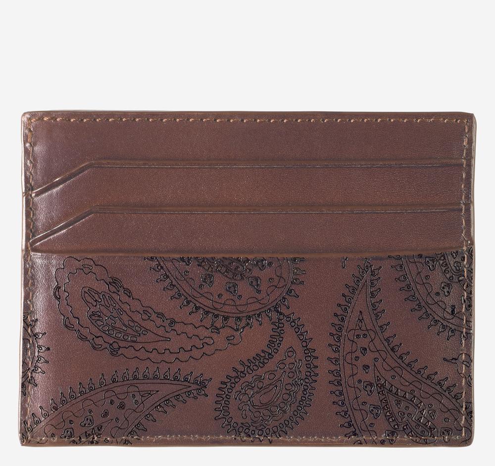 Johnston & Murphy Dress Paisley Weekender Card Wallet Mahogany