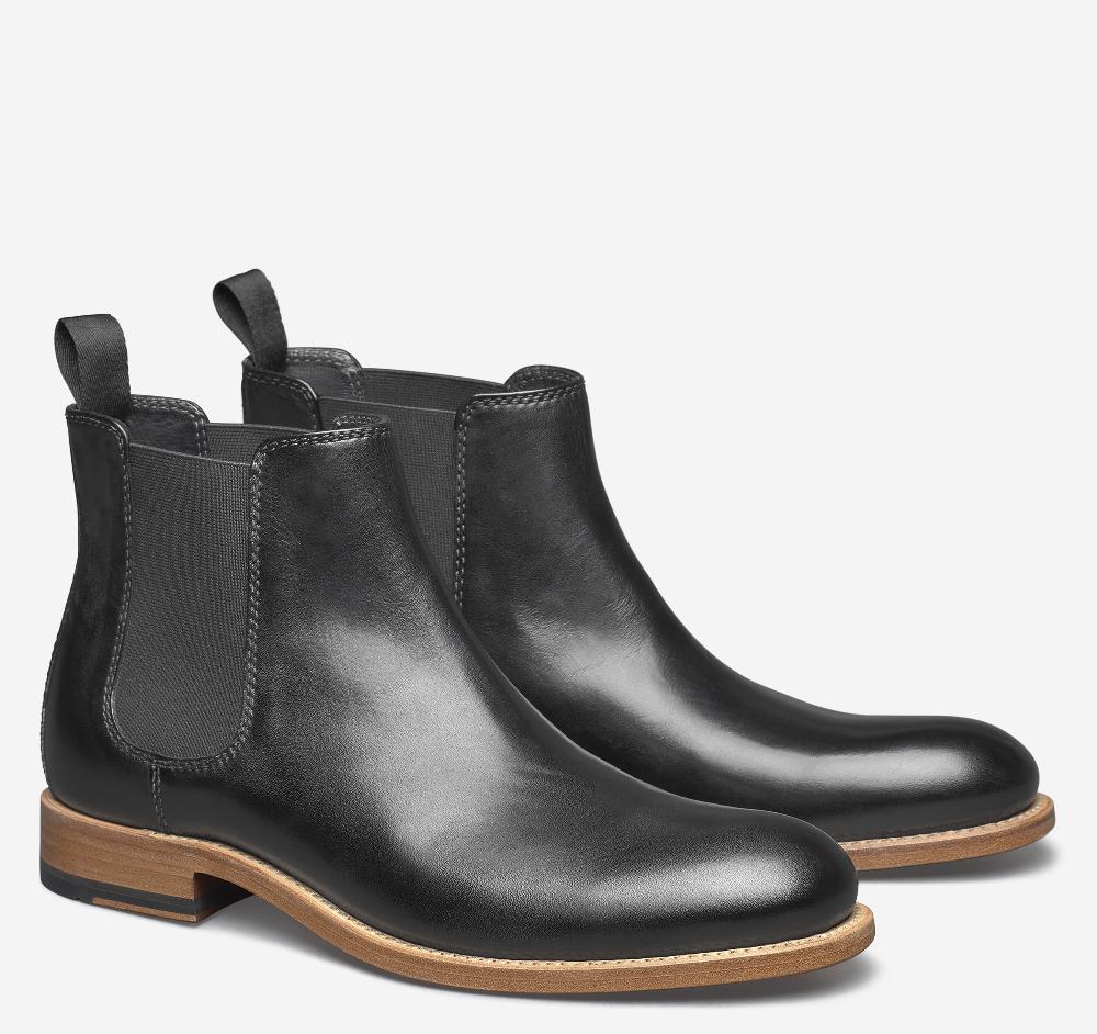 johnston & murphy Dudley Chelsea Boot Black Dip-Dyed Calfskin