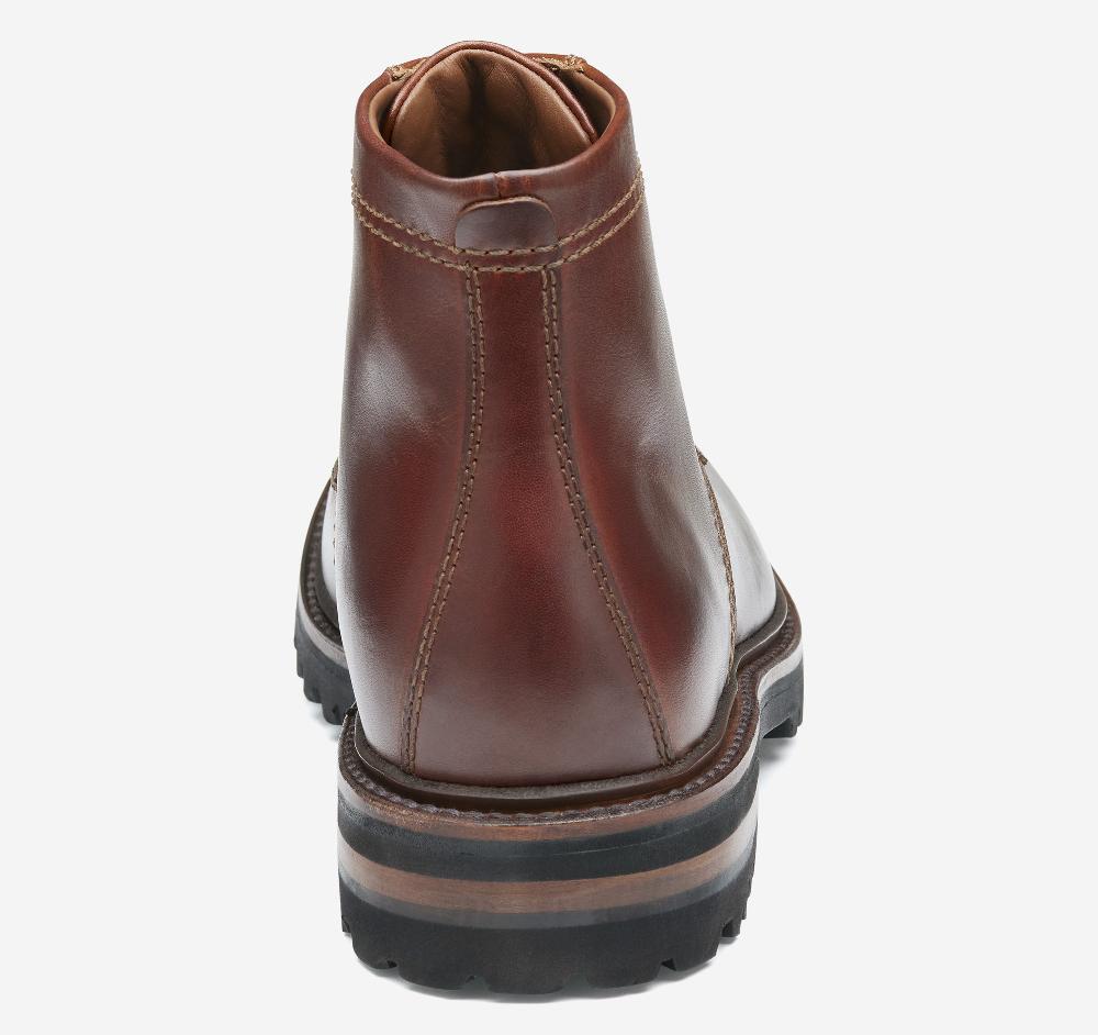 Johnston & Murphy Dudley Lug Plain Toe Boot Mahogany Full Grain