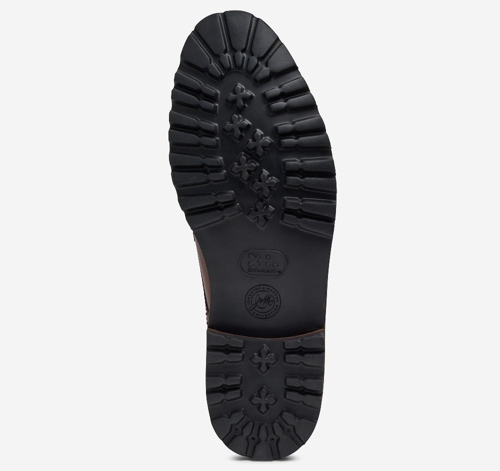 Johnston & Murphy Dudley Lug Plain Toe Boot Mahogany Full Grain