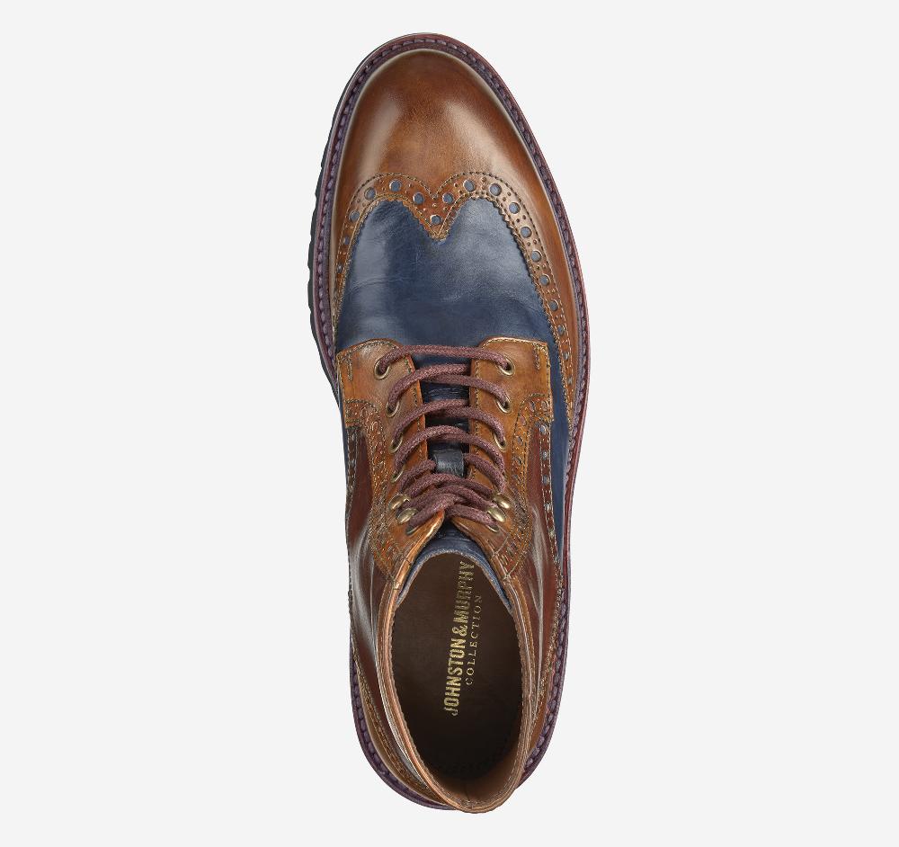Johnston & Murphy Dudley Lug Wingtip Boot Tan Multi Calfskin
