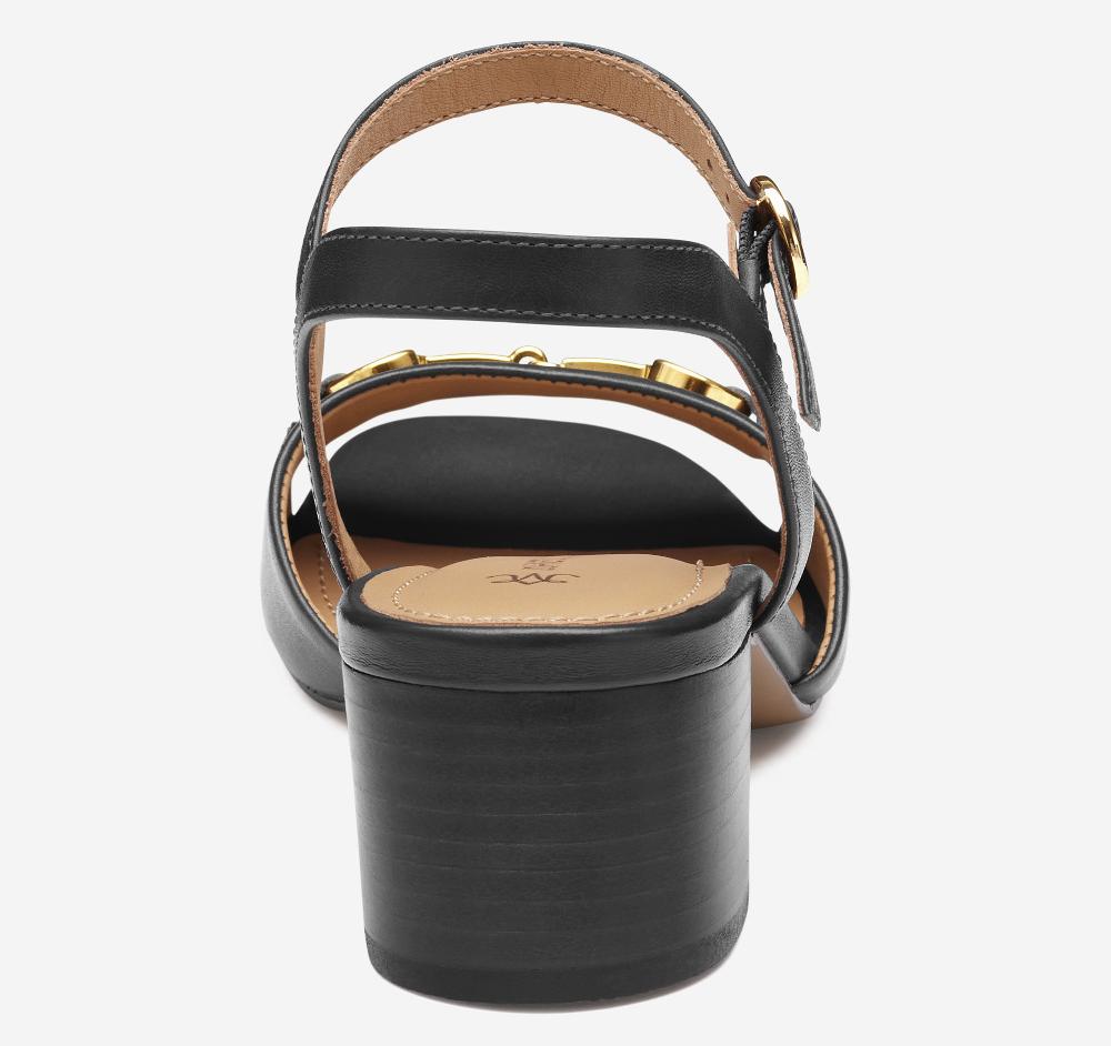 Johnston & Murphy Edith Bit Sandal Black Glove Leather