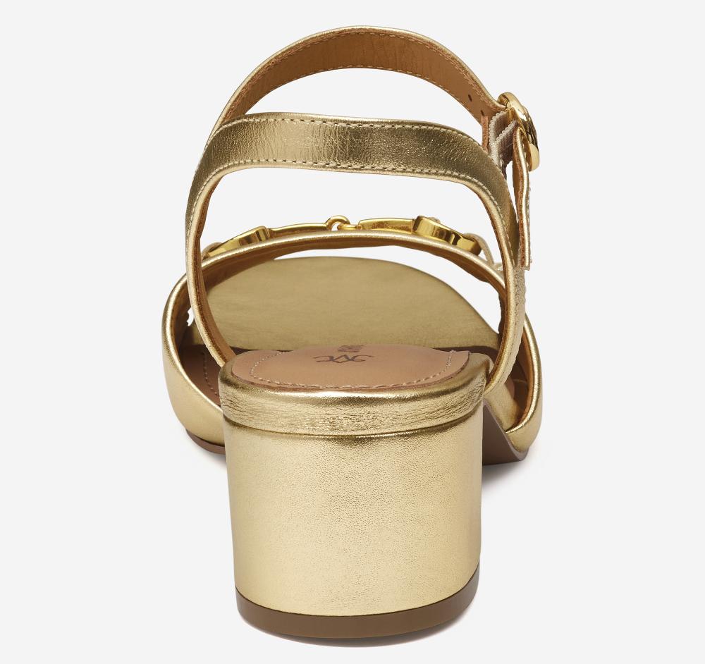 Johnston & Murphy Edith Bit Sandal Gold Metallic Sheepskin