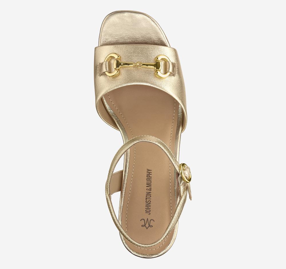 Johnston & Murphy Edith Bit Sandal Gold Metallic Sheepskin