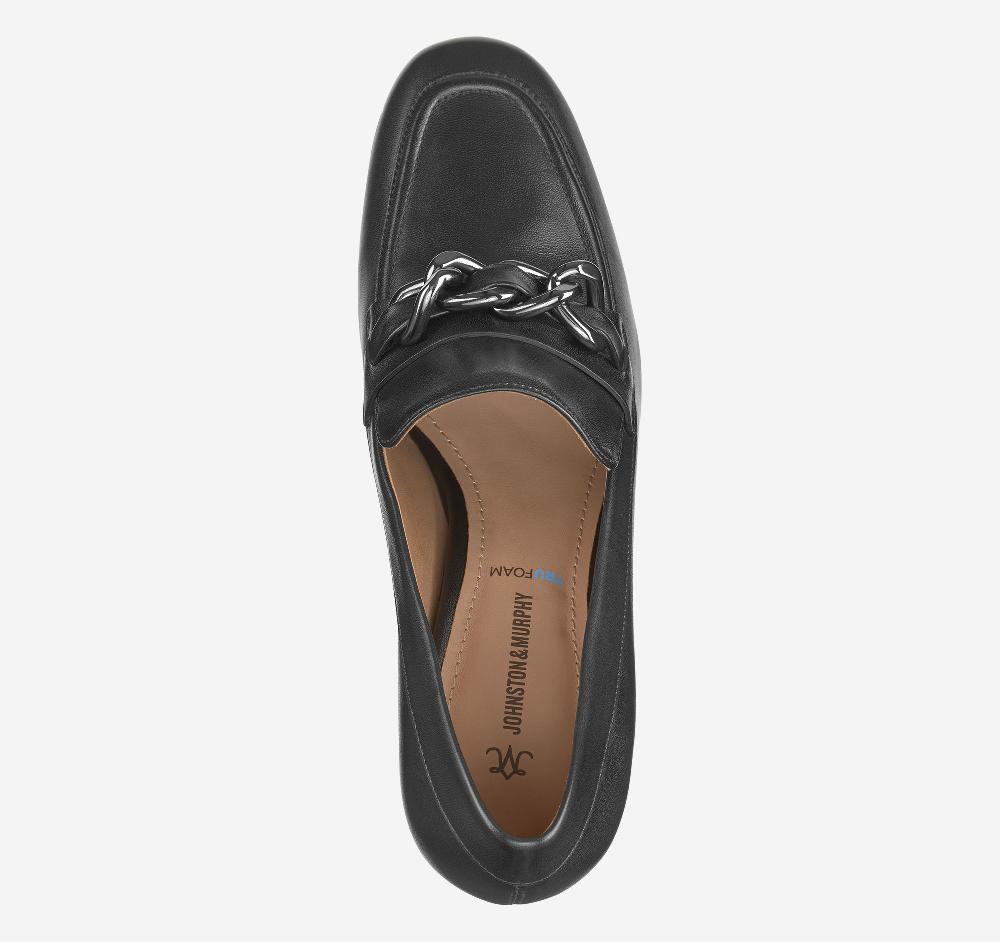 Johnston & Murphy Eleanor Chain Loafer Black Calfskin