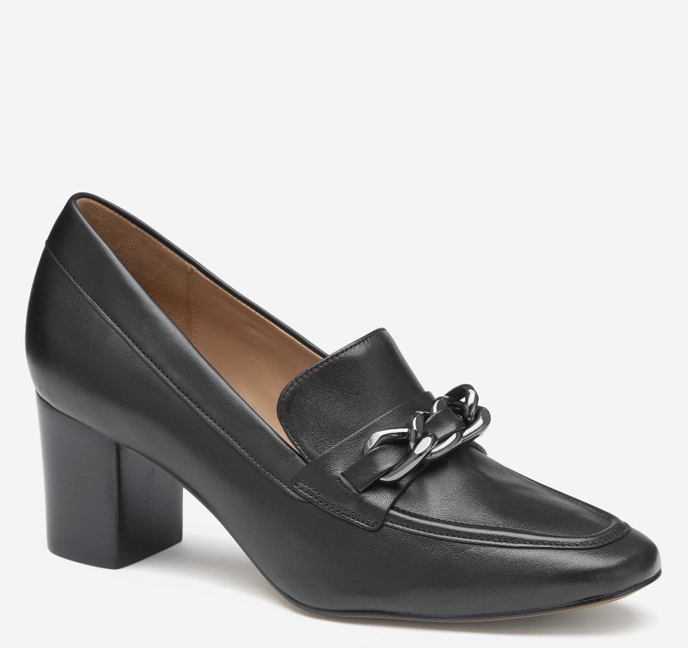 johnston & murphy Eleanor Chain Loafer Black Calfskin