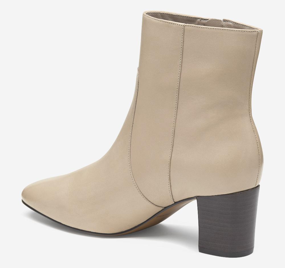 Johnston & Murphy Eleanor Side-Zip Bootie Beige Calfskin