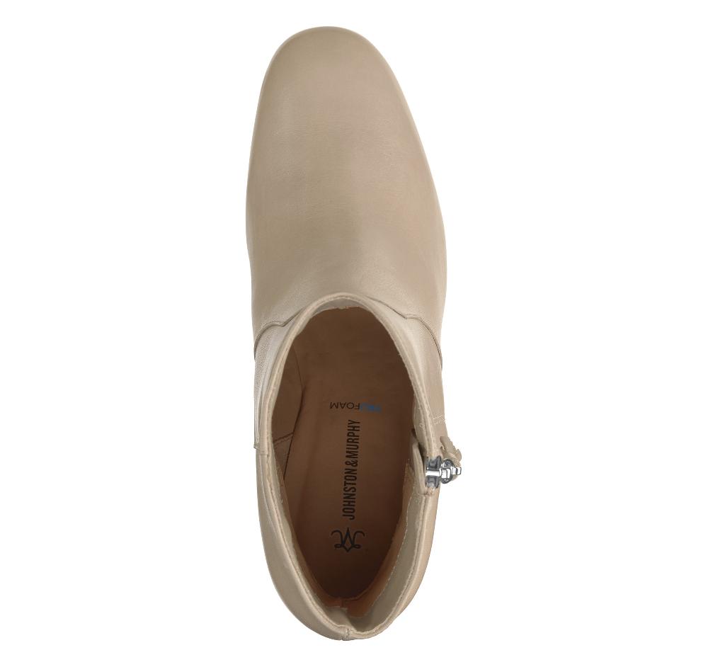 Johnston & Murphy Eleanor Side-Zip Bootie Beige Calfskin