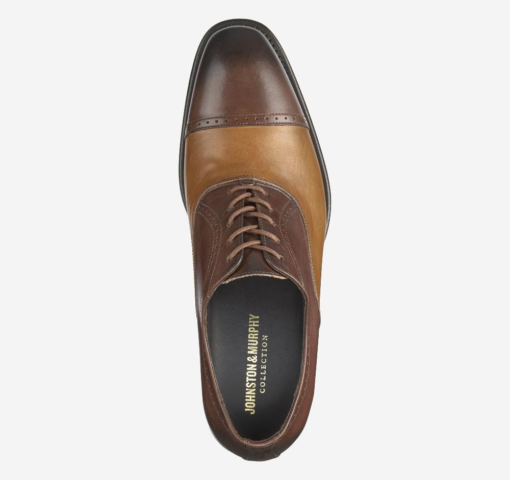 Johnston & Murphy Ellsworth Cap Toe Brown/Tan Italian Calfskin