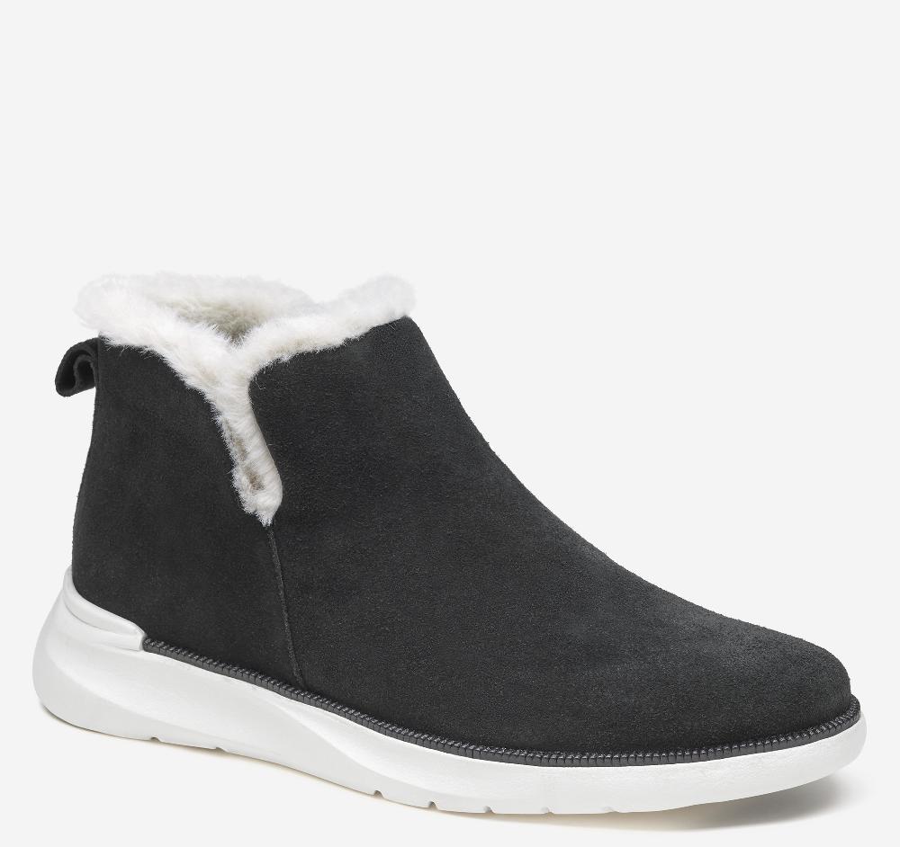johnston & murphy Emery Shearling Bootie Black Waterproof Suede