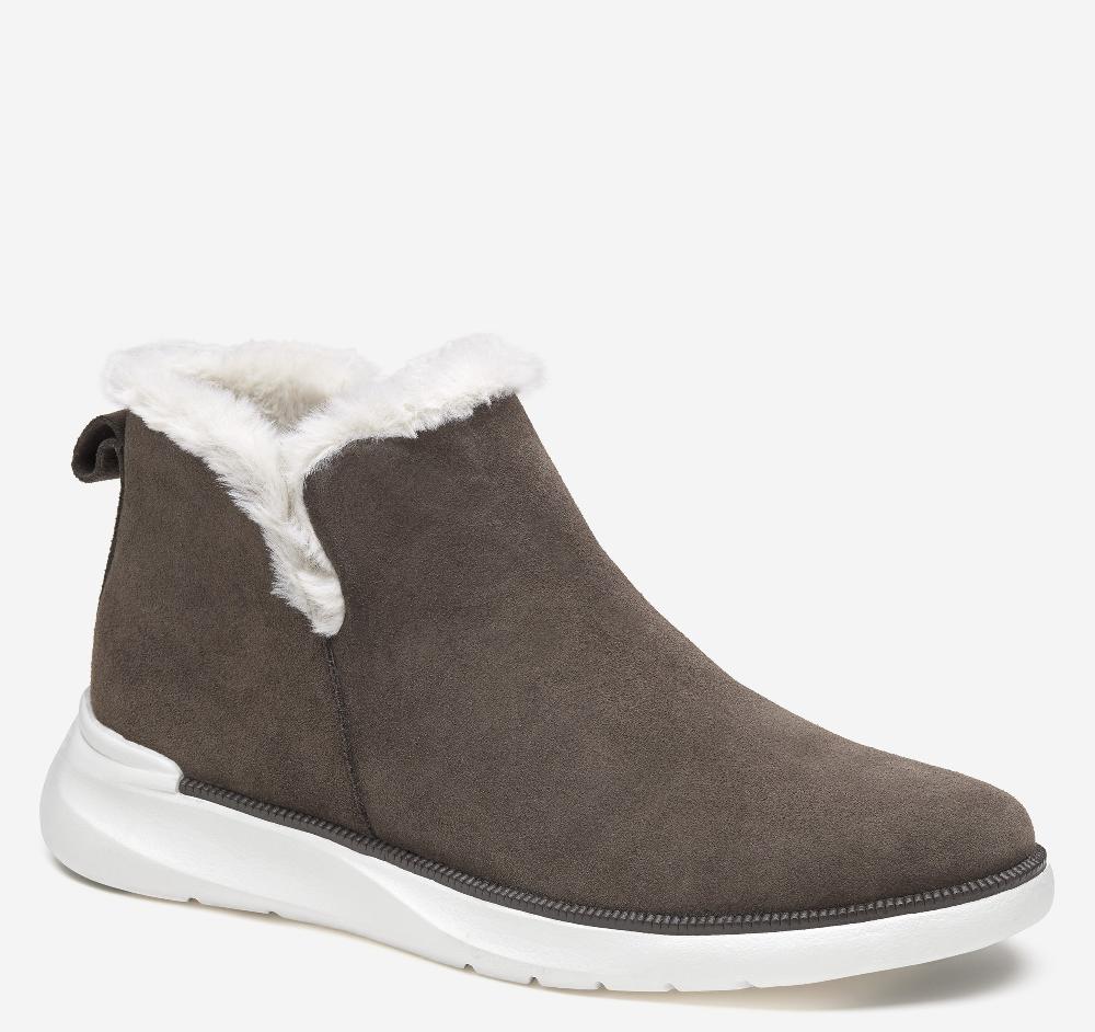 johnston & murphy Emery Shearling Bootie Dark Gray Waterproof Suede