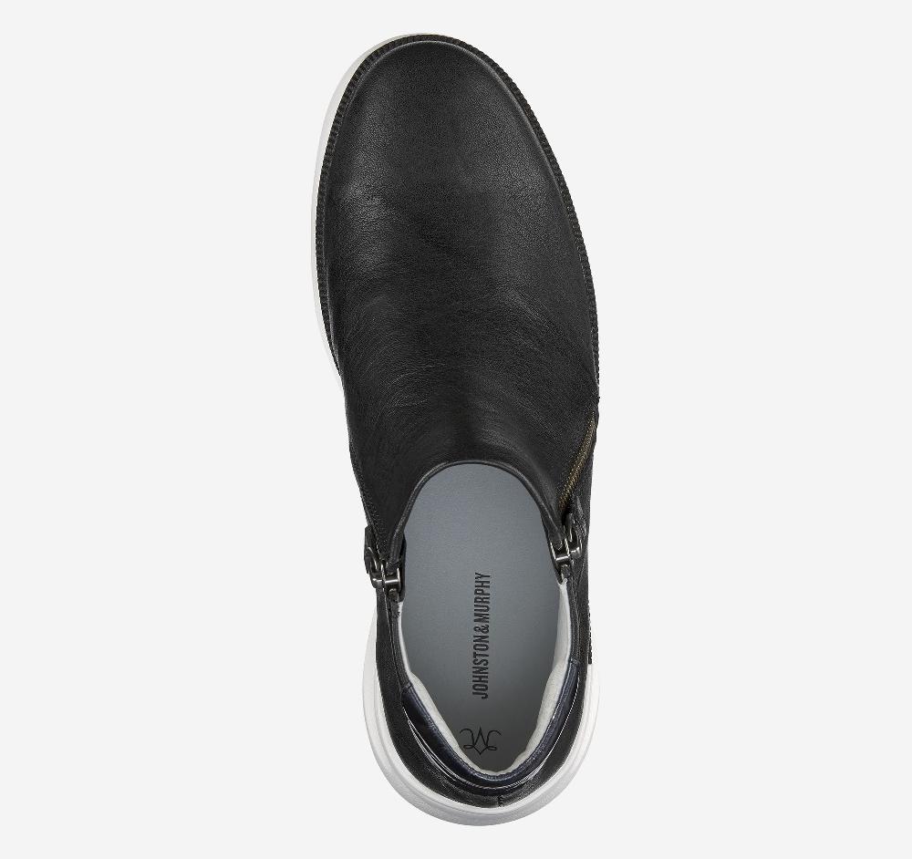 Johnston & Murphy Emery Zip Bootie Black Italian Washed Sheepskin