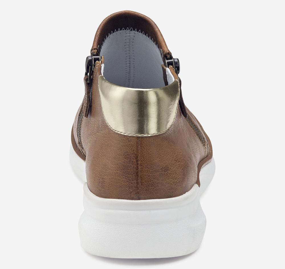 Johnston & Murphy Emery Zip Bootie Cognac Italian Washed Sheepskin