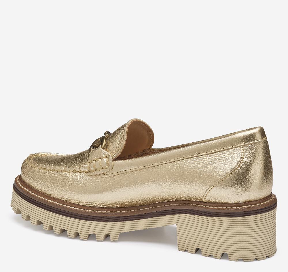 Johnston & Murphy Emmalynn Bit Loafer Gold Metallic Calfskin