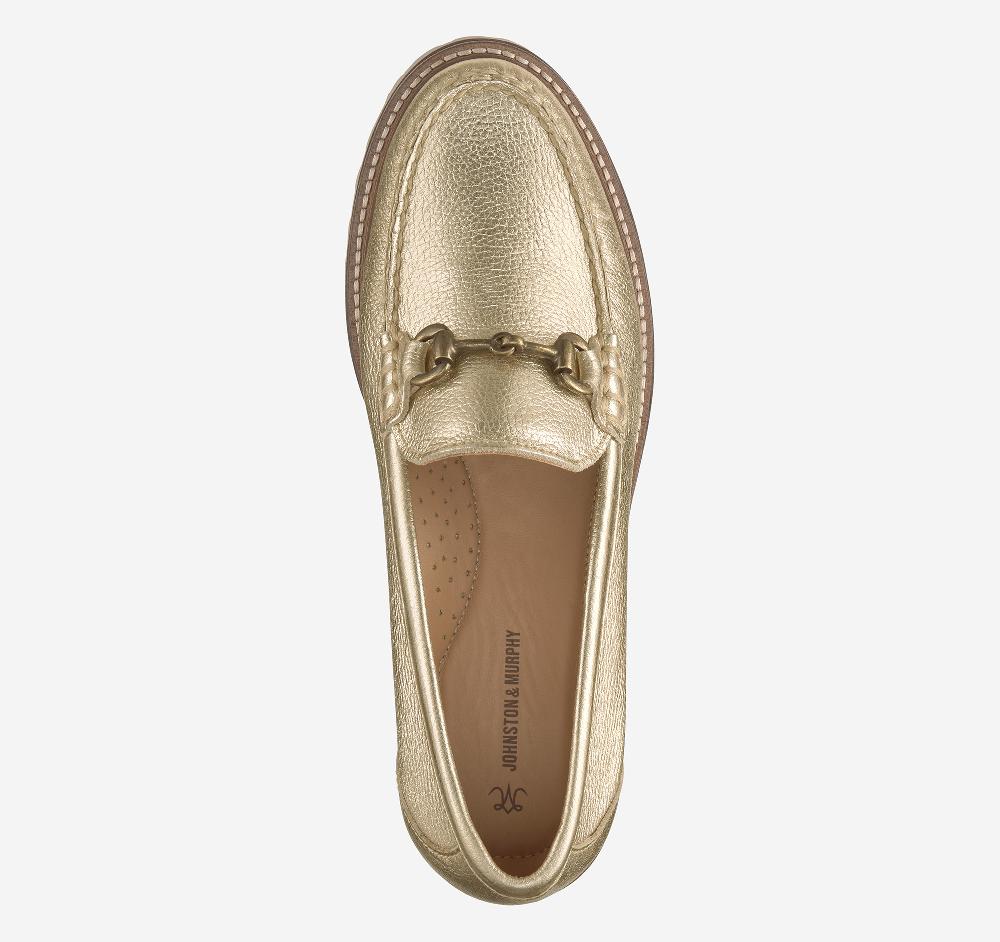 Johnston & Murphy Emmalynn Bit Loafer Gold Metallic Calfskin