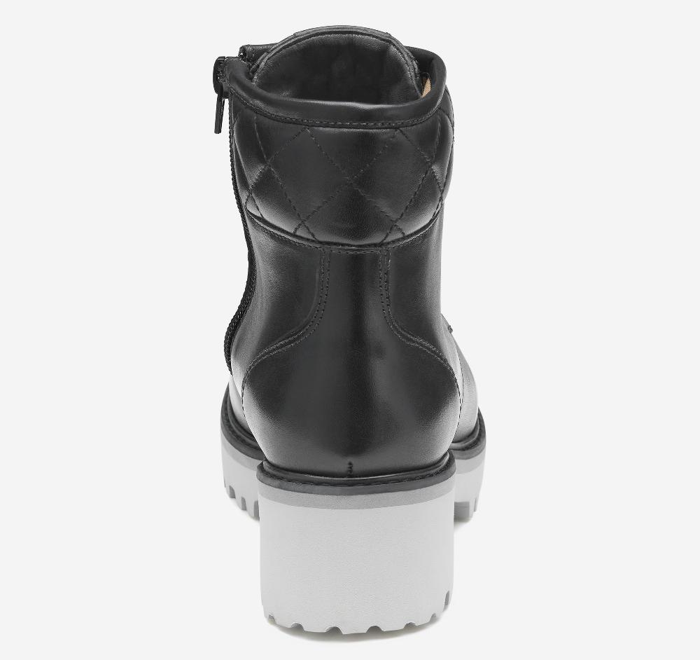 Johnston & Murphy Emmalynn Quilted Hiker Boot Black Glove Leather