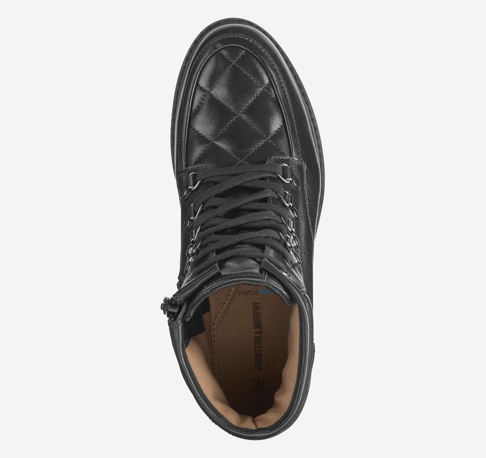 Johnston & Murphy Emmalynn Quilted Hiker Boot Black Glove Leather