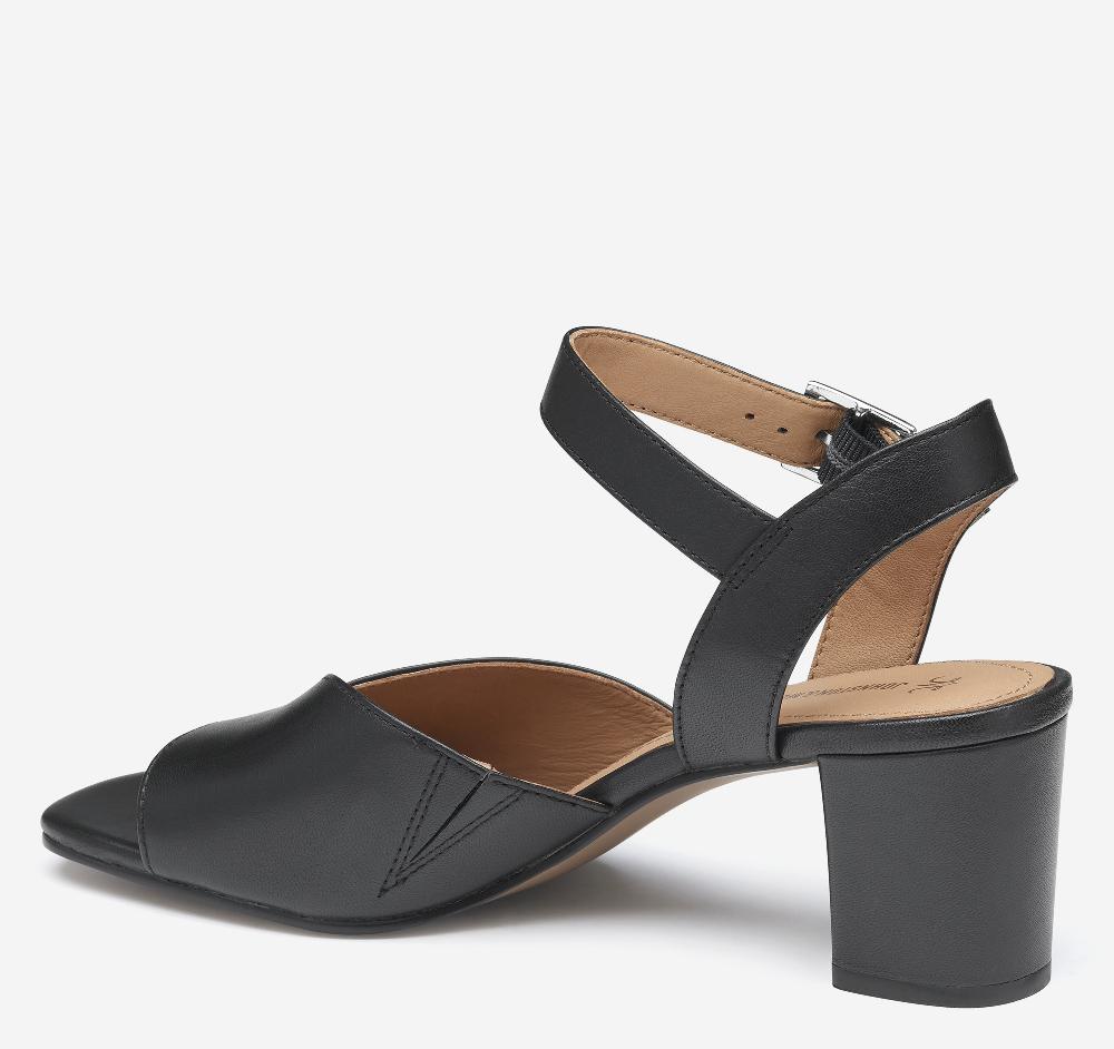 Johnston & Murphy Evelyn Ankle-Strap Sandal Black Glove Leather