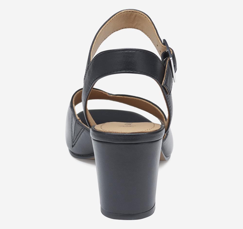 Johnston & Murphy Evelyn Ankle-Strap Sandal Black Glove Leather