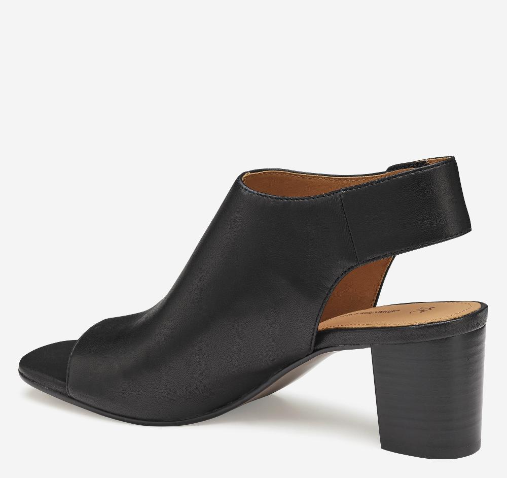 Johnston & Murphy Evelyn Open-Toe Bootie Black Glove Leather