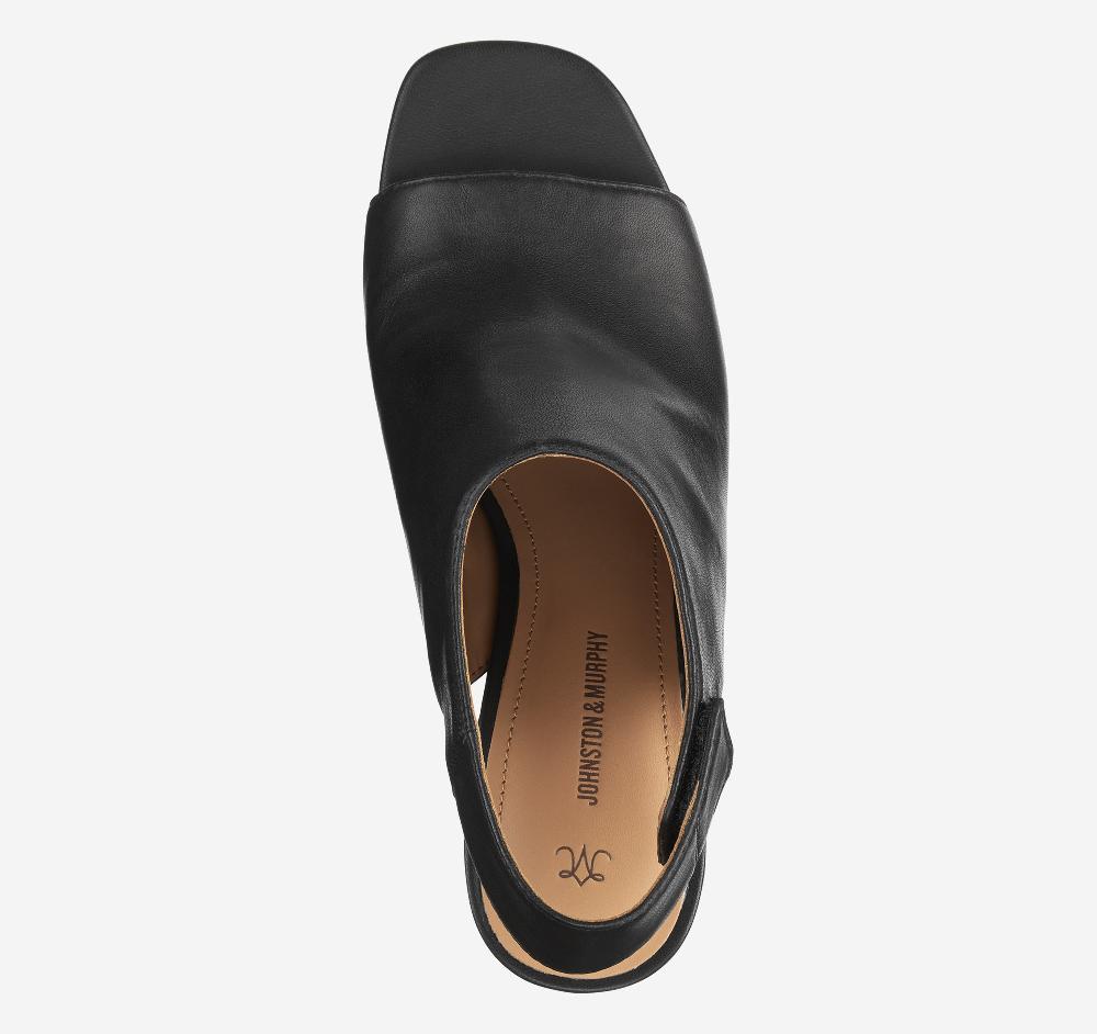 Johnston & Murphy Evelyn Open-Toe Bootie Black Glove Leather