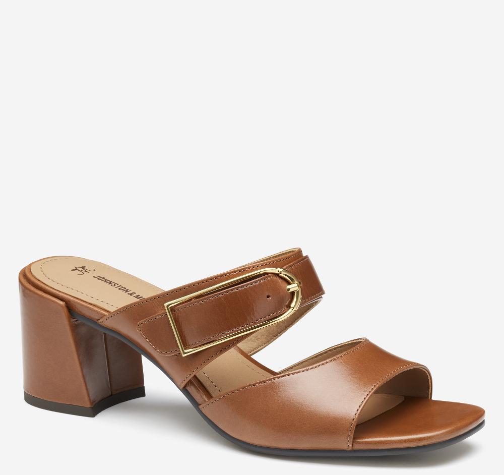 johnston & murphy Everly Buckle Slide Cognac Calfskin