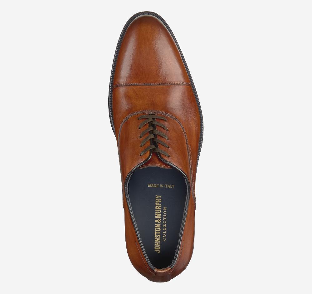 Johnston & Murphy Flynch Cap Toe Tan Italian Calfskin