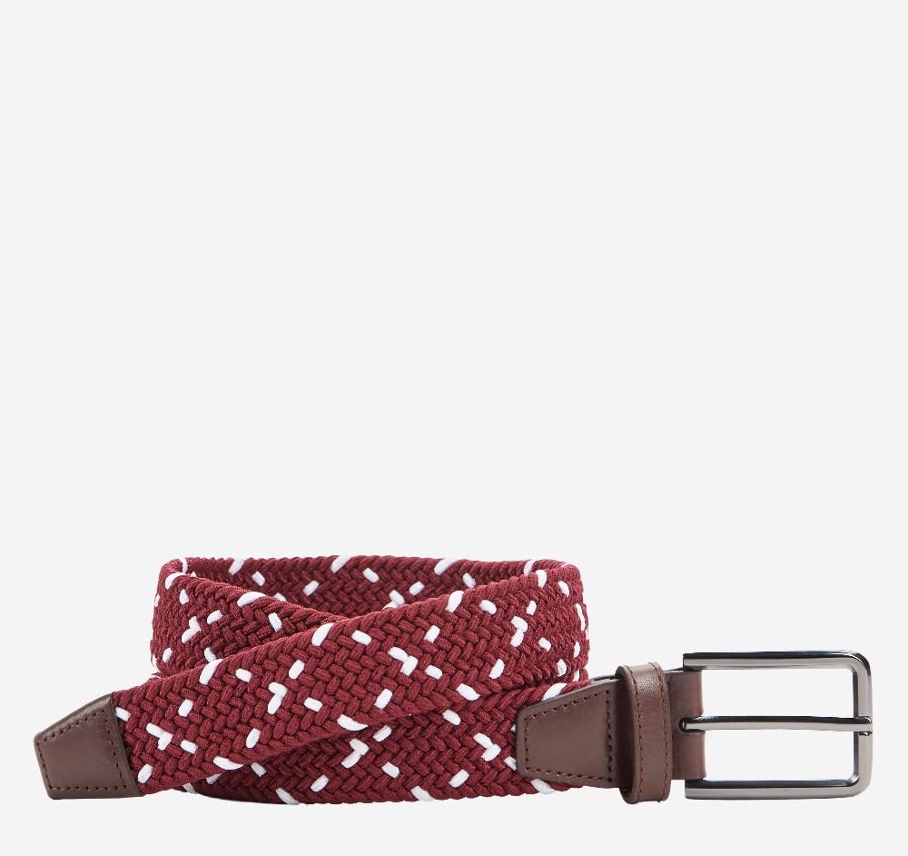 johnston & murphy Game Day Woven Stretch-Knit Belt Burgundy