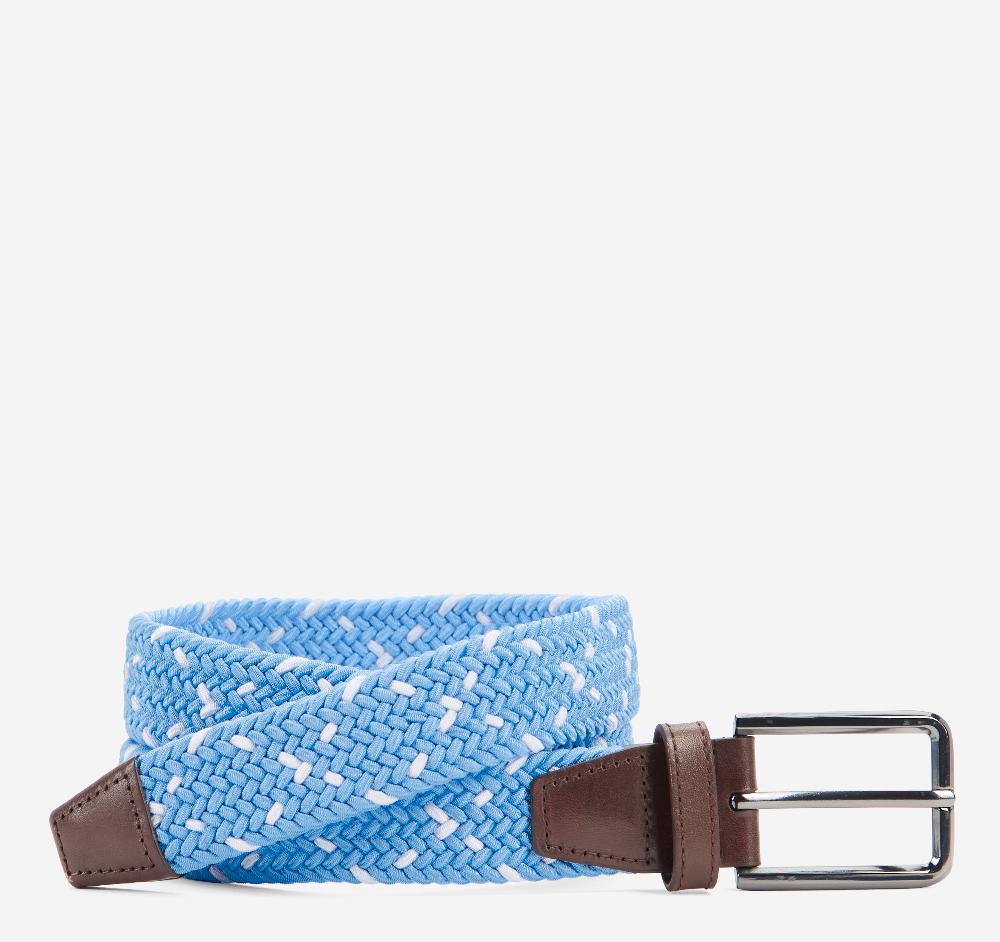 johnston & murphy Game Day Woven Stretch-Knit Belt Light Blue