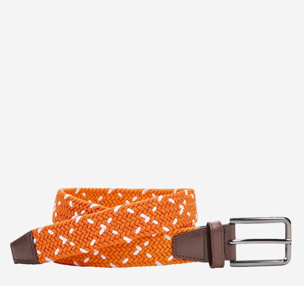 johnston & murphy Game Day Woven Stretch-Knit Belt Orange