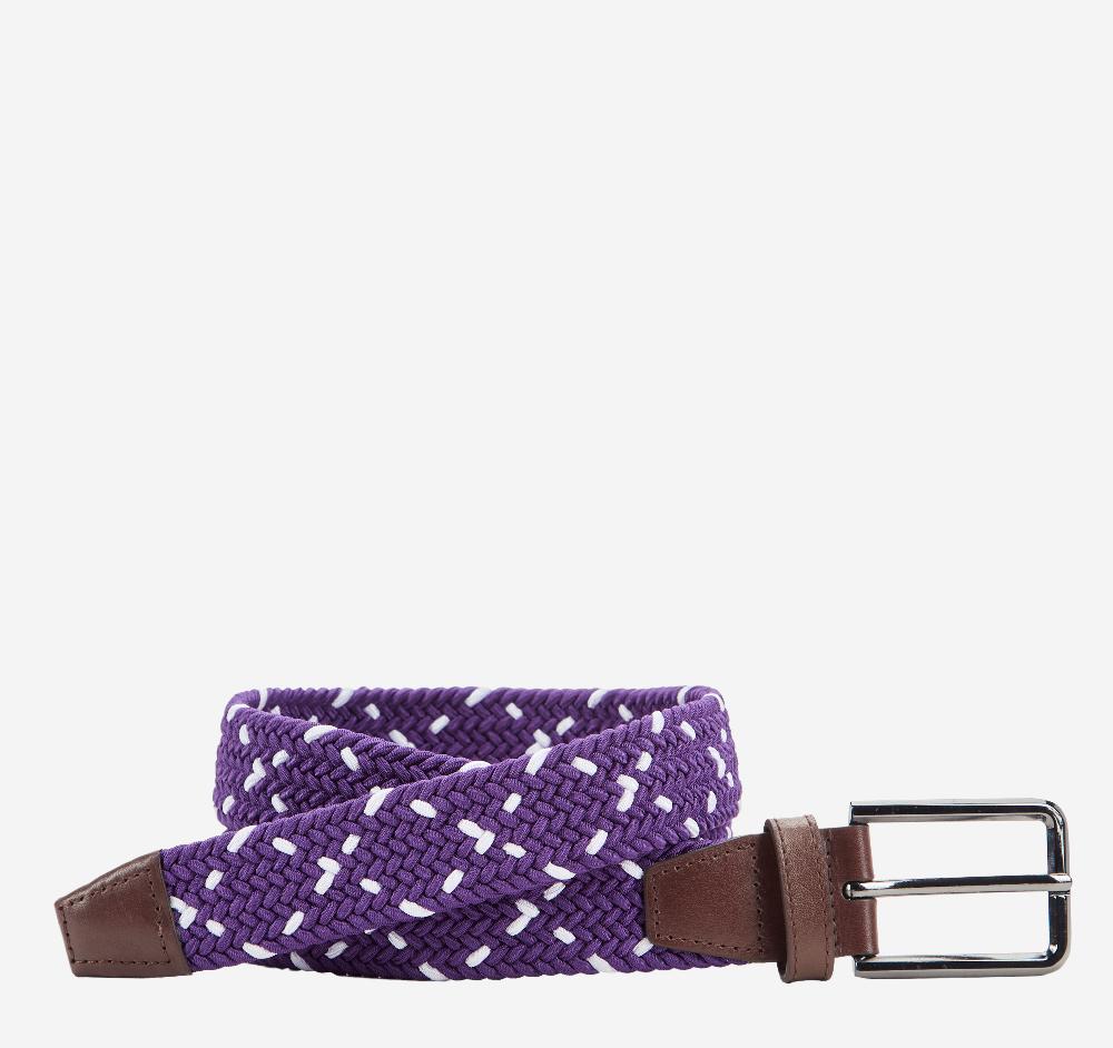 johnston & murphy Game Day Woven Stretch-Knit Belt Purple