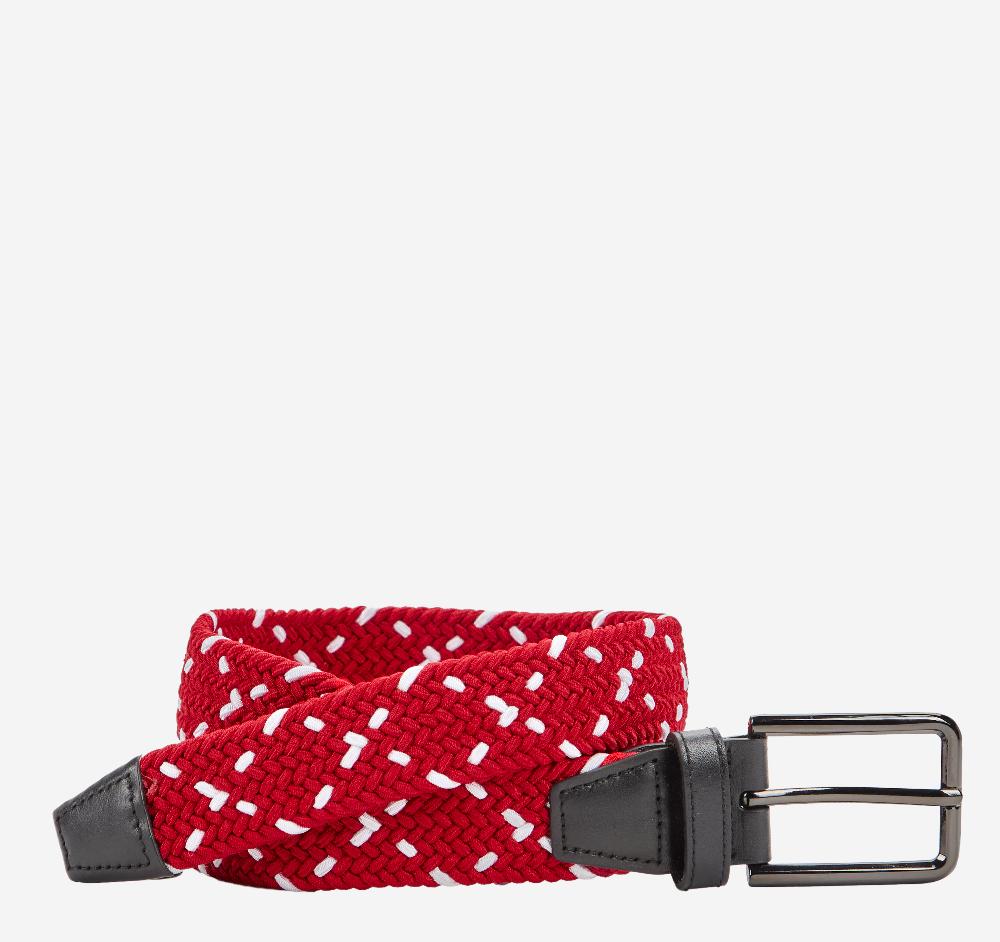 johnston & murphy Game Day Woven Stretch-Knit Belt Red