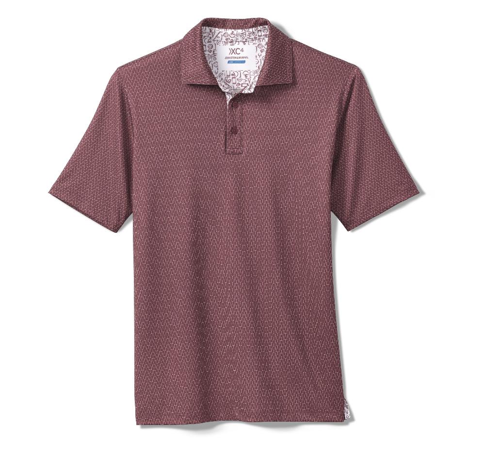 Johnston & Murphy Game Day XC4® Goal Post Print Polo Burgundy