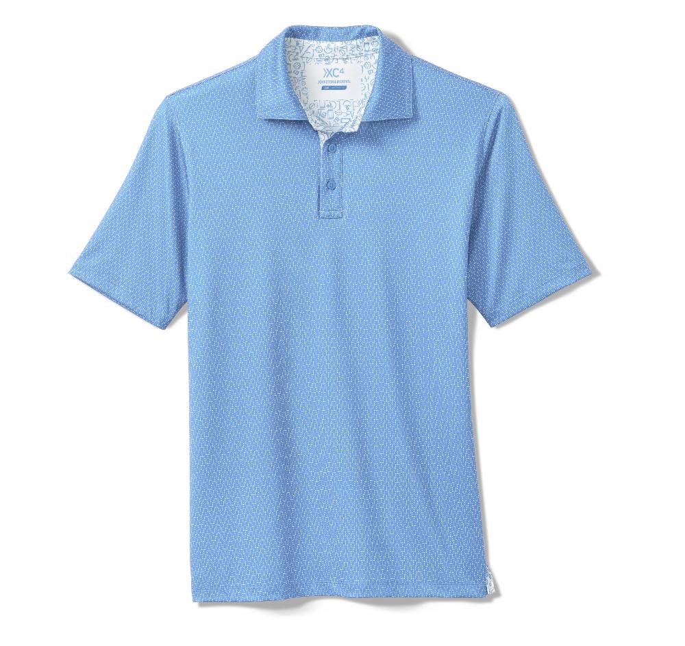 Johnston & Murphy Game Day XC4® Goal Post Print Polo Light Blue