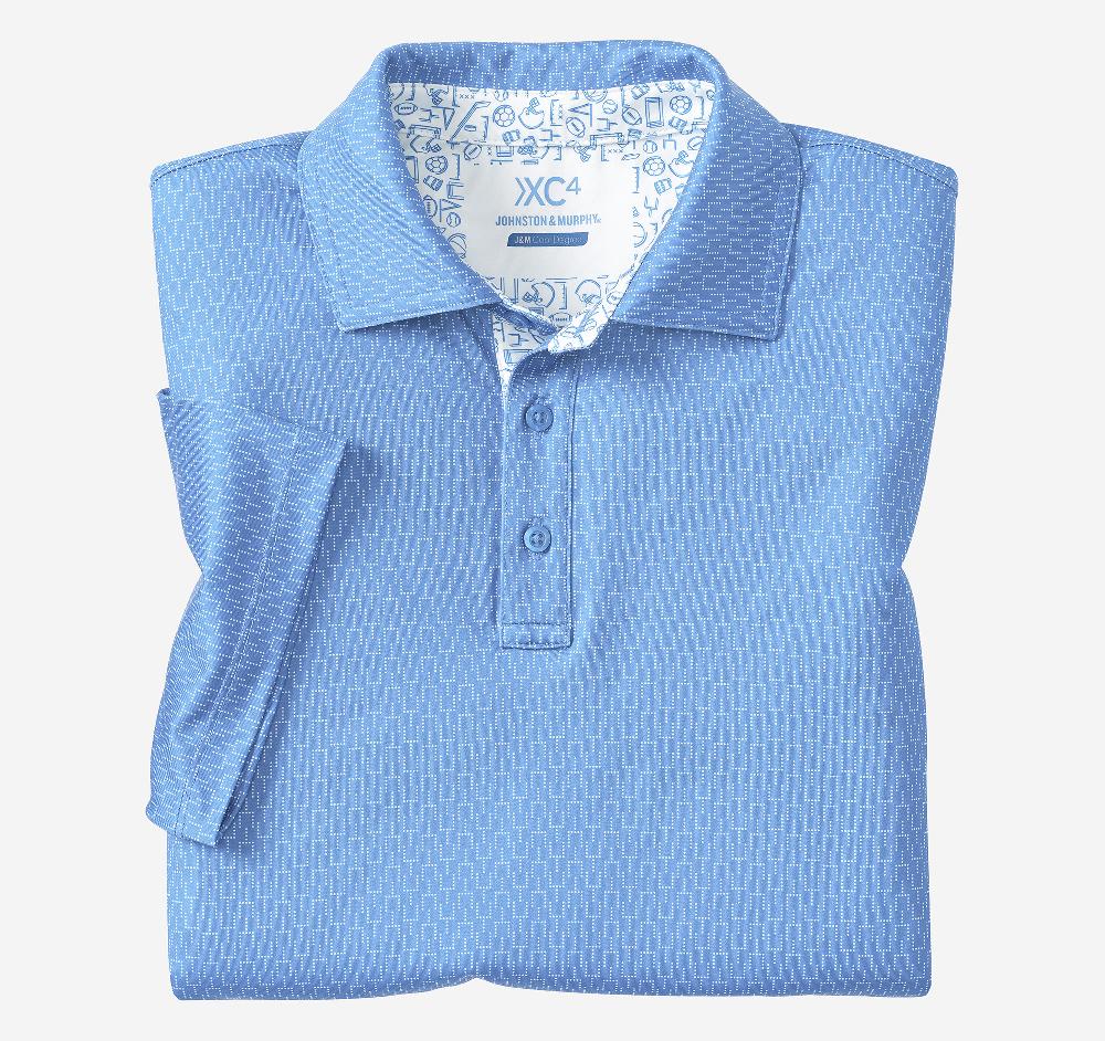 johnston & murphy Game Day XC4® Goal Post Print Polo Light Blue