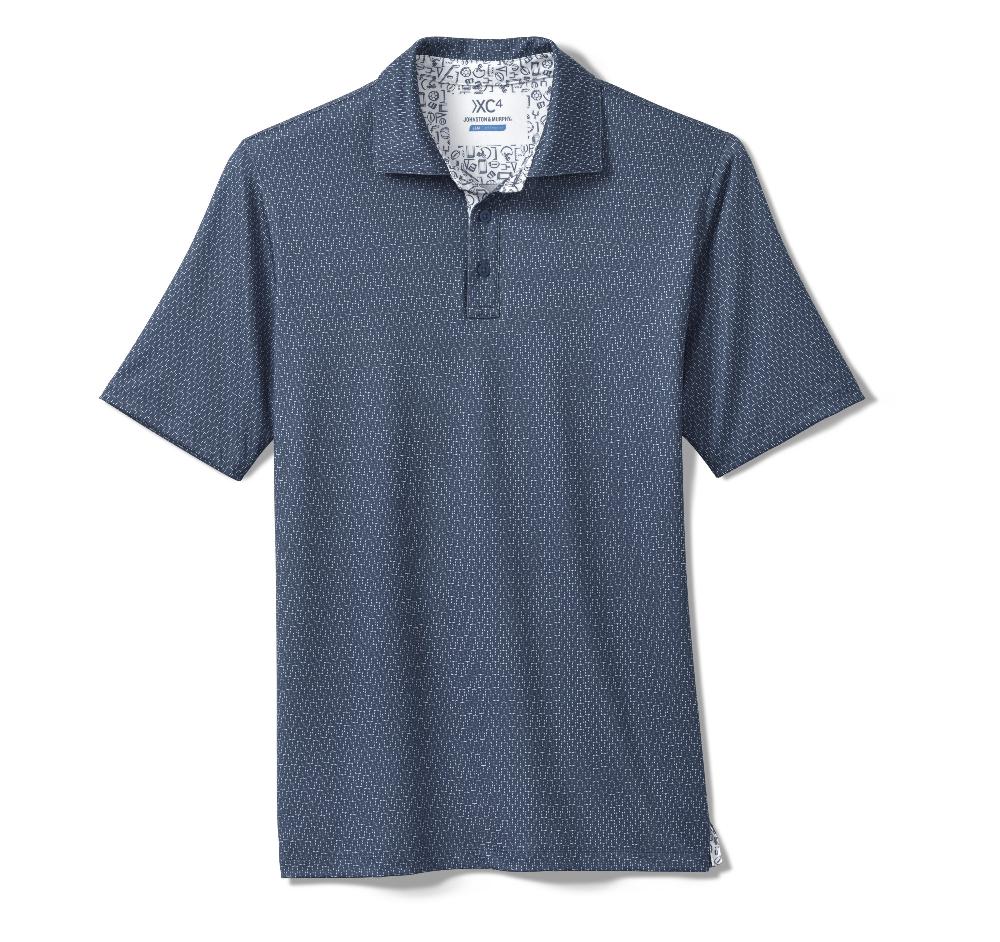 Johnston & Murphy Game Day XC4® Goal Post Print Polo Navy