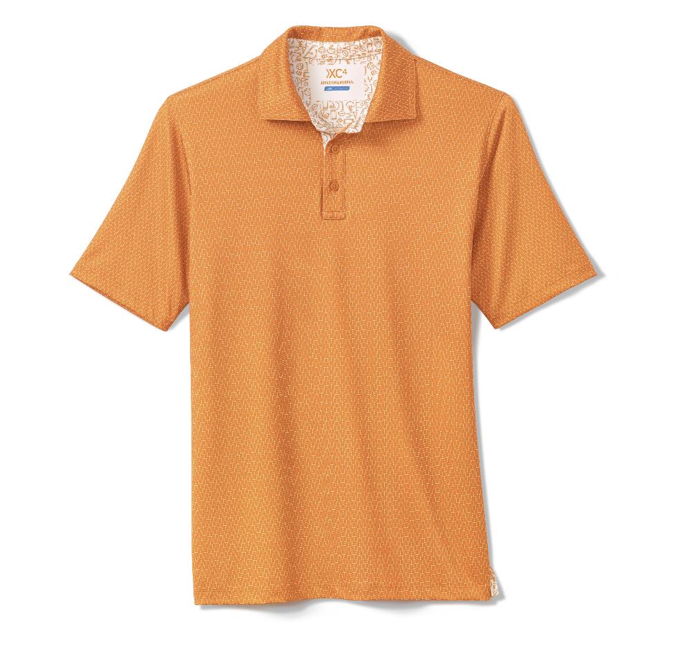 Johnston & Murphy Game Day XC4® Goal Post Print Polo Orange