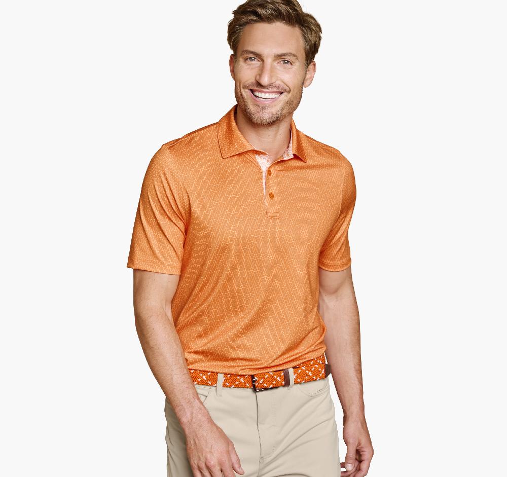 Johnston & Murphy Game Day XC4® Goal Post Print Polo Orange