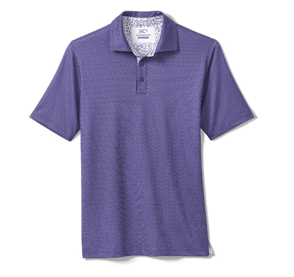 Johnston & Murphy Game Day XC4® Goal Post Print Polo Purple