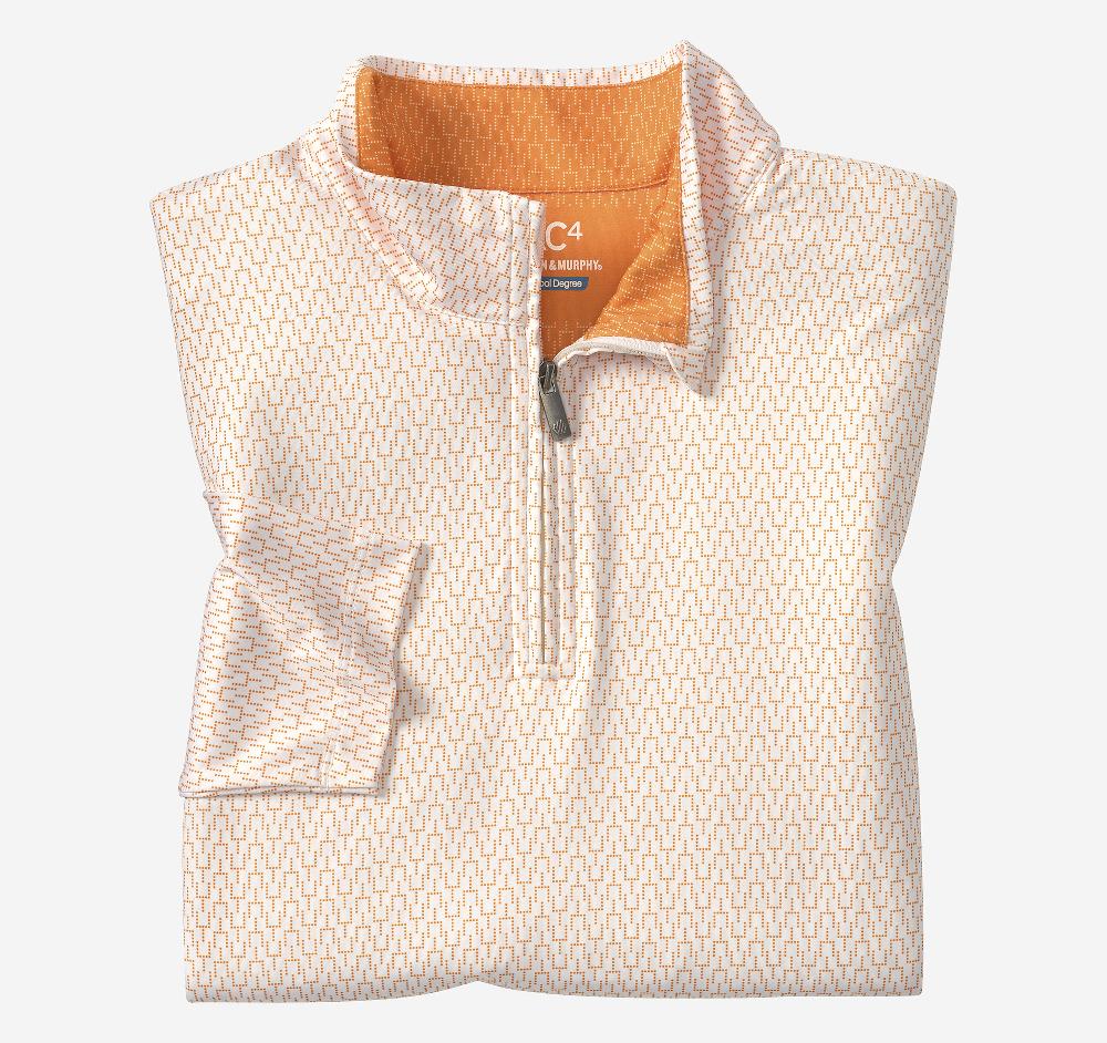 johnston & murphy Game Day XC4® Goal Post Print Quarter-Zip Orange