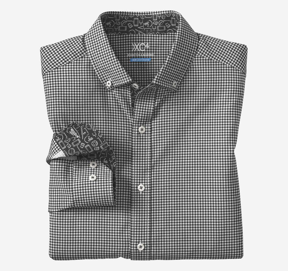 johnston & murphy Game Day XC4® Long-Sleeve Gingham Shirt Black