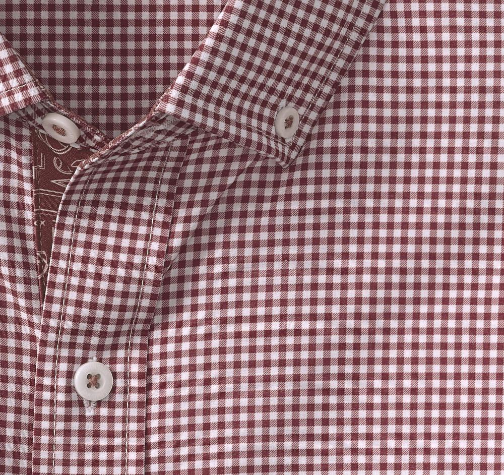 Johnston & Murphy Game Day XC4® Long-Sleeve Gingham Shirt Burgundy