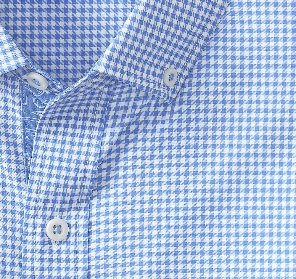 Johnston & Murphy Game Day XC4® Long-Sleeve Gingham Shirt Light Blue