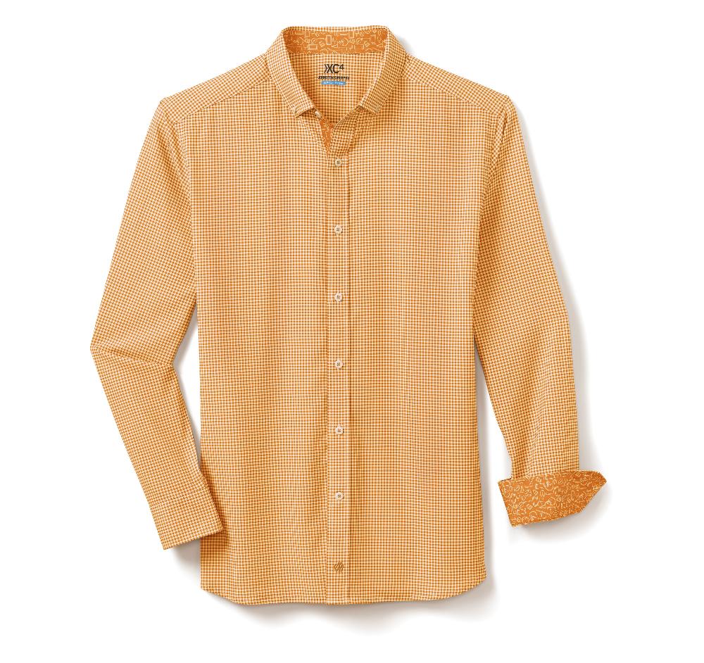 Johnston & Murphy Game Day XC4® Long-Sleeve Gingham Shirt Orange